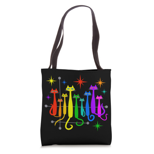 LGBTQ Pride Cats Vintage Retro Mid-Century Modern Style Tote Bag