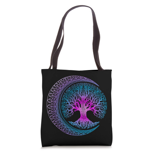 Tree of Life Cresent Moon Phases Mandala Yoga Gift Tote Bag
