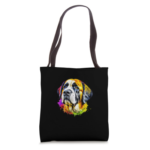 St Bernard Pop Art I Dog Lover I Splash Art St Bernard Tote Bag