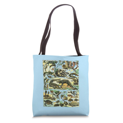 Reptiles Collection Chart Turtle Snake Species Vintage Tote Bag