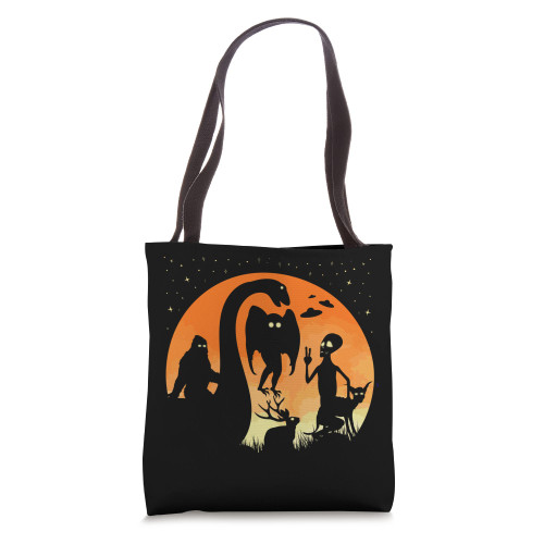 Bigfoot Loch Ness Monster Alien And Mothman Ufos Cryptid Tote Bag