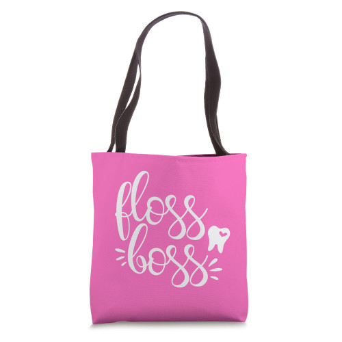 Cute Floss Boss Dentist Dental Hygienist RDH Tooth Tote Bag