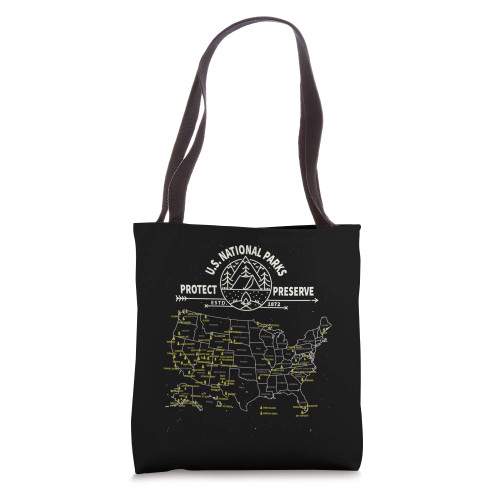 U.S. National Park Camping - All 63 US National Parks Map Tote Bag