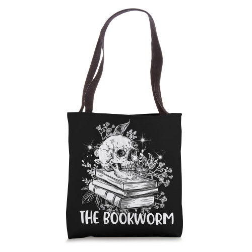 The Bookworm Skull Book Reading Reader Bookish Book Club Tote Bag The Bookworm Skull Book Reading Reader Bookish Book Club Tote Bag