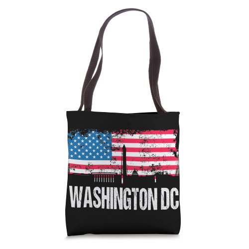 Vintage US Flag American City Skyline Washington DC Tote Bag
