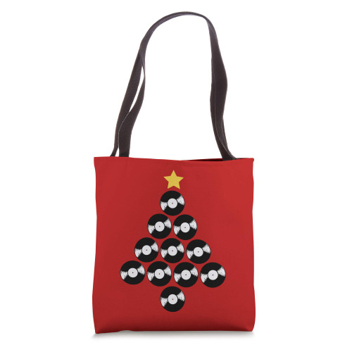 Record Collector Gift - Vinyl Record Christmas Tree Tote Bag
