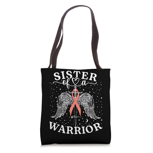 Sister Of A Warrior Uterine Cancer Awareness Support Squad Tote Bag