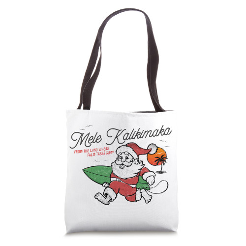 Mele Kalikimaka Christmas Santa Surfing a Wave Shaka Costume Tote Bag