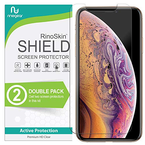 (2-Pack) RinoGear iPhone Xs Max Screen Protector Case Friendly Screen Protector for iPhone Xs Max Accessory Full Coverage Clear Film