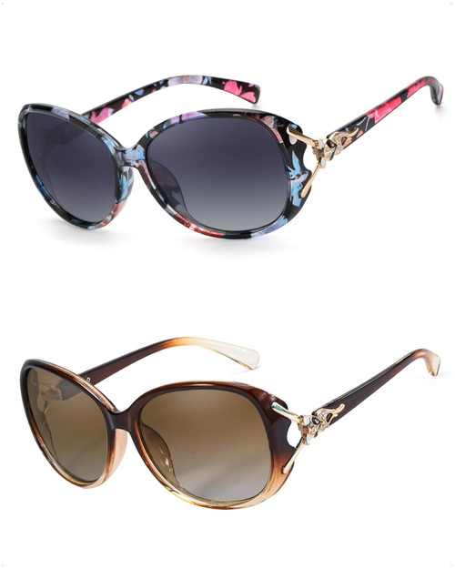 TJUTR Trendy Sunglasses for Women Oversized Polarized UV400 Protection Classic Oval Fashion Ladies Shades (2 Pack)