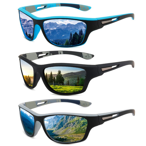 SUNOVELTIES 3 Pcs Polarized Sunglasses Mens/Women Sport Glasses Mirrored Lens UV400 Driving Fishing Running Cycling Shades Sun Glasses