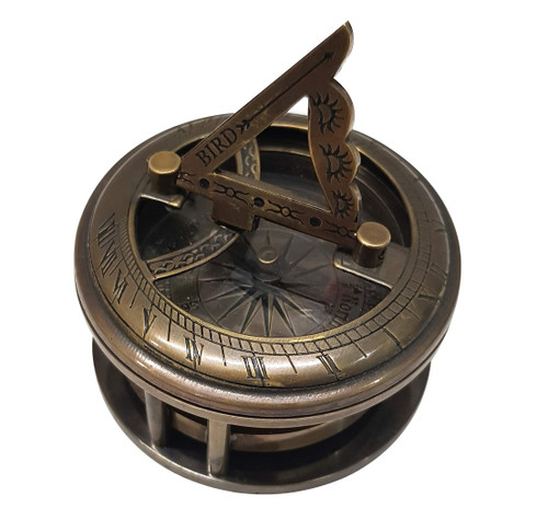 Handmade Nautical Sundial Compass Home Decor Pocket Compass Nautical Collectible Retro Style Compass Vintage Antique Brass Decorative Gift Item Brass Finish Compass Gift
