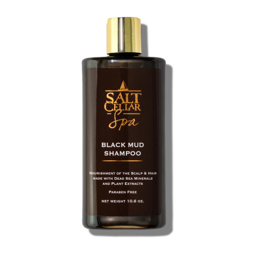 Salt Cellar Spa Dead Sea Black Mud Shampoo - Restore Healthy Shine, Soothe Sensitive Scalp - Infused with Dead Sea Minerals and Black Mud - Subtle Refreshing Fragrance - Made in Israel, Cruelty-Free - 10.6 oz