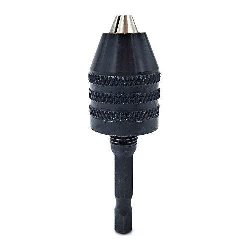 0.3-6.5mm Keyless Drill Chuck Conversion Tool,Adapter? 3-Jaw Drill Chuck Screwdriver Adapter with Quick-change 1/4" Hex Shank?1pcs black