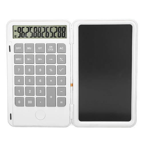 Office Calculators with Erasable Writing Board, Calculator Writing Tablet 6.5in LCD Chargeable Portable Paperless Drawing Handwriting Board (White)