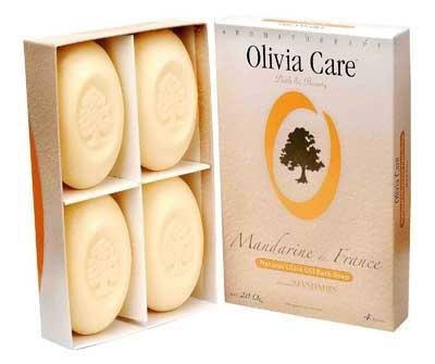 Olivia Care French Natural Olive Oil Bar Soap - 4 Pack Mandarin