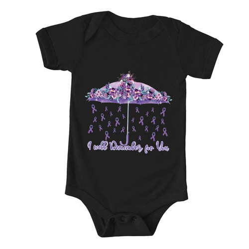 FastDeliveryTees Alzheimers Ribbon Shirt, Family Support Onesie, Alzheimer Gifts, Umbrella Graphic Tees, Awareness Month Shirt, I Will Remember For You