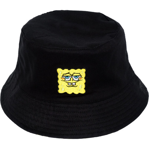 Concept One SpongeBob Squarepants Bucket Hat, Packable Travel Hat, Reversible Wide Brim Summer Hat, Black and Yellow, One Size