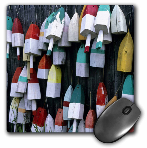 3dRose LLC 8 x 8 x 0.25 Inches Fishing Village Lobster Pot Floats Maine Michael Defeats Mouse Pad (mp_90753_1)