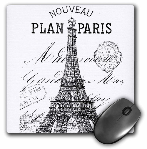 3dRose 8 X 8 X 0.25 Nouveau Paris Vintage Eiffel Tower Mouse Pad (mp_110389_1)