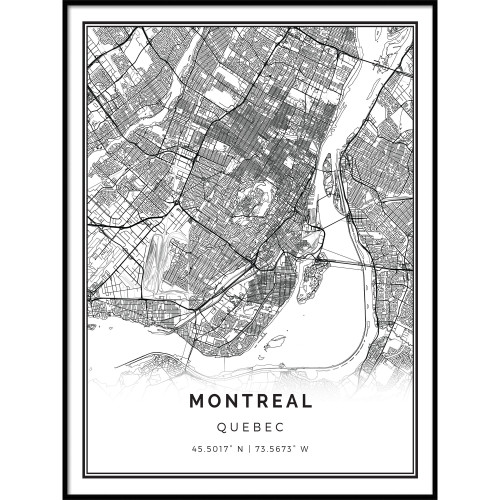 Squareious Montreal map Poster Print | Modern Black and White Wall Art | Scandinavian Home Decor | Quebec City Prints Artwork | Fine Art Posters 8.5x11