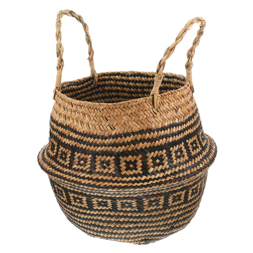 Happyyami Flower Basket Plant Basket Woven Basket Indoor Plant Pot Plants Decor Woven Grocery Basket Planters for Indoor Plants Portable Basket Storage Basket Seaweed Decorative Basket Vase