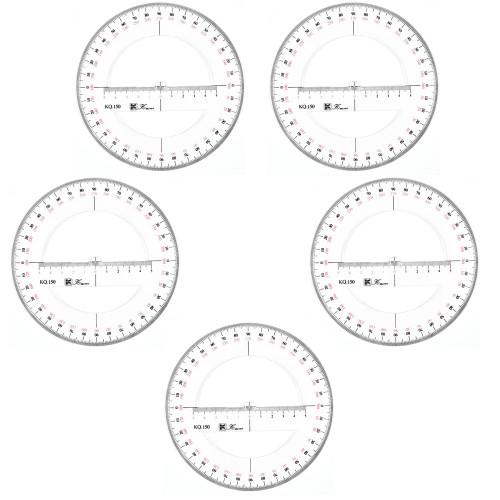 tooloflife 5 Pcs Plastic 360 Degree Protractor Round Ruler Gauge Angular Drafting Tools Circle Protractor for School Education Office Classroom (150 MM)