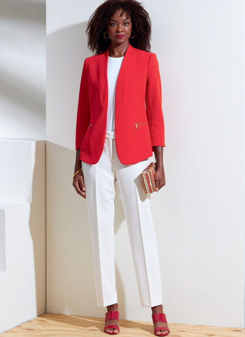 Vogue Misses' Lined Jacket and Semi-Fitted Pants Sewing Pattern Kit, Code V1867, Sizes 16-18-20-22-24, Multicolor
