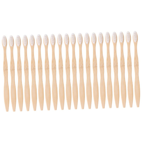Healeved 20 Pcs Bamboo Toothbrush Set Reusable toothbrushes Micro- Toothbrush Bamboo Brush Gum Care Toothbrush Soft Toothbrush Bamboo Teeth Brush Wooden White Travel Organic Toothbrush Bag