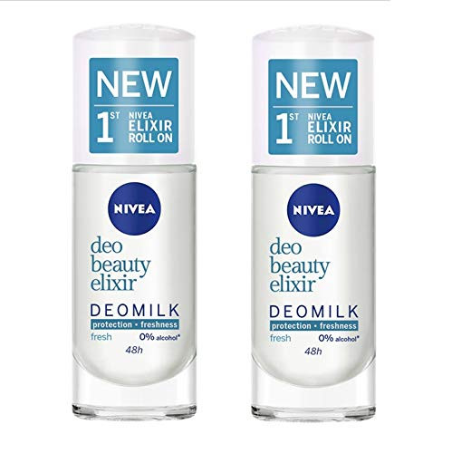 Nivea Deo 48h Beauty Elixir Deomilk Fresh Antiperspirant Roll-On 0% Alcohol 2 x 40 ml