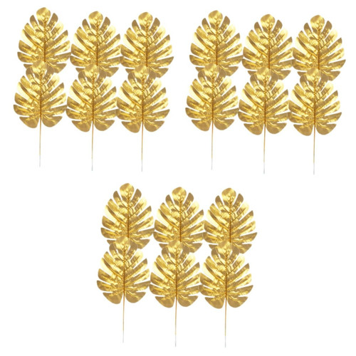 Ciieeo 36 Pcs Palm Leaves Christmas Leaf Glitter Leaf Decor Palm Leaves Monstera Leaf Wedding Decor House Plants Home Decor Golden Palm Leaves Trim Hawaii Artificial