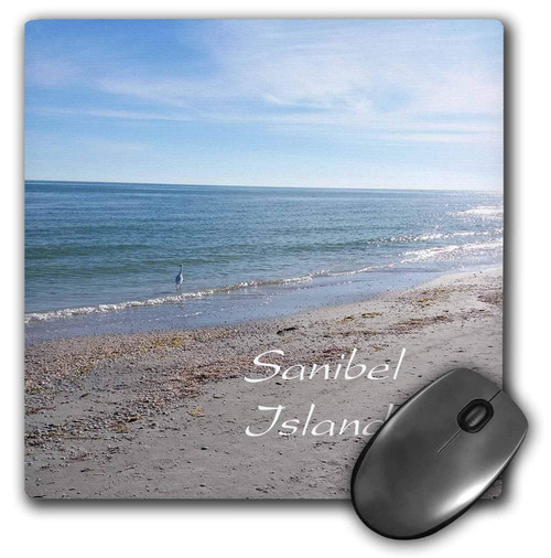 3dRose Mouse Pad Image of Heron On Sanibel Island Beach - 8 by 8-inches (mp_312608_1)