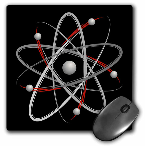 3dRose LLC 8 x 8 x 0.25 Inches Mouse Pad, Atom Symbol on Black (mp_24257_1)