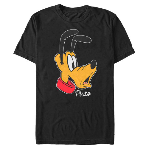 Disney Tall Classic Mickey Pluto Big Face Men's Tops Short Sleeve Tee Shirt, Black, 3X-Large