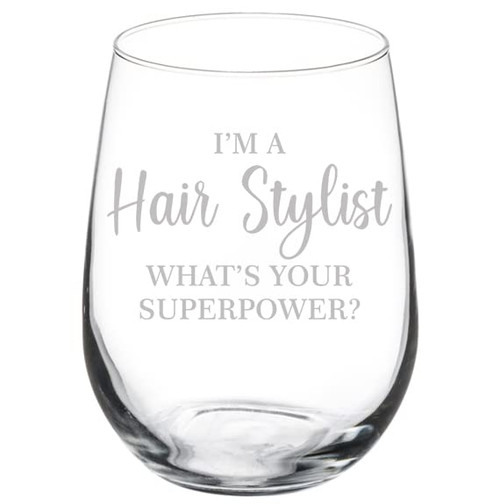 MIP Brand Wine Glass Goblet Hair Stylist Superpower Funny (17 oz Stemless) MIP Brand Wine Glass Goblet Hair Stylist Superpower Funny (17 oz Stemless)