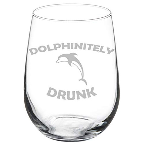 MIP Brand Wine Glass Goblet Dolphinitely Drunk Dolphin Funny (17 oz Stemless) MIP Brand Wine Glass Goblet Dolphinitely Drunk Dolphin Funny (17 oz Stemless)