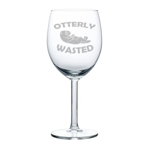 MIP Brand Wine Glass Goblet Funny Otter Otterly Wasted (10 oz)