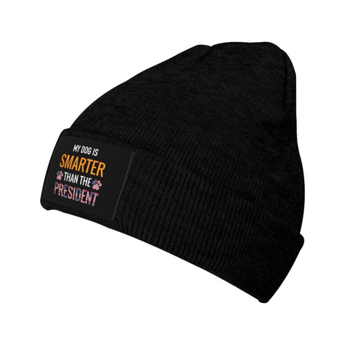 ROHKAO My Dog is Smarter Than Biden Beanie Hats Soft Stretch Fishing Caps Winter Warm Man's Womans Knit Hat Black