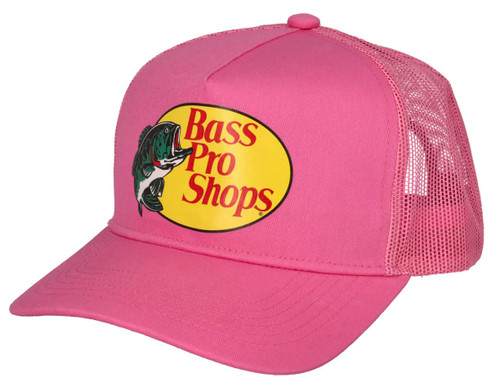 Bass Pro Shop Men's Trucker Hat Mesh Cap - Adjustable Snapback Closure - Great for Hunting & Fishing (Hot Pint)