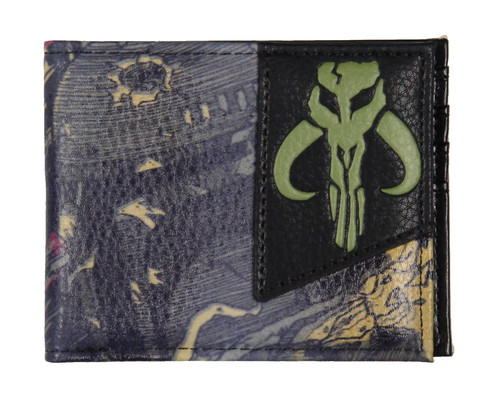 Bioworld Star Wars Mandalorian Logo And Scene Men's Bi-Fold Wallet