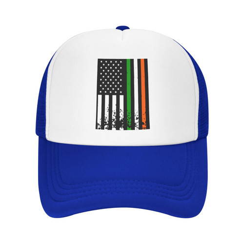CLEY Ireland Irish Flag American Flag Adult Trucker Hat Funny Adjustable Baseball Cap Breathable Unisex Dad Hat Blue