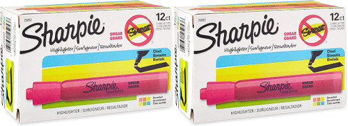 Tank Highlighters Assorted Colors | Chisel Tip Highlighter Pens, 2 Set of 12 Count, Assorted