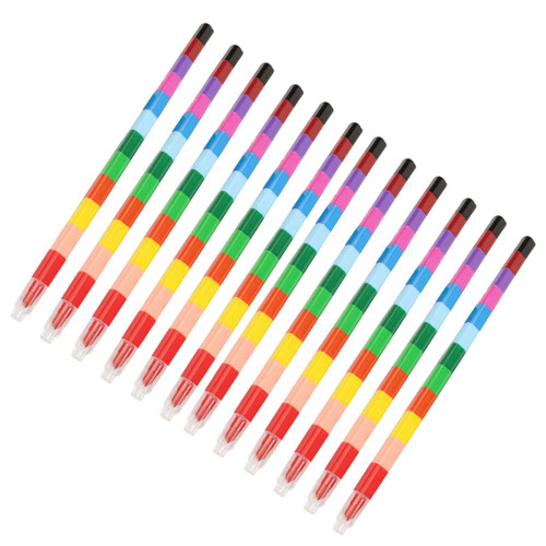 EXCEART 16pcs 12 Stacking Crayons Pen Goodie Bag Filler Paint Crayons Fun Rainbow Crayons Stackable Buildable Crayon Stackable Crayons Color Crayons Creative Crayons Child Set Detachable