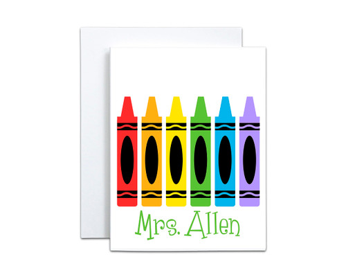 Personalized Teacher Notecards Colorful Crayon Note Notecard