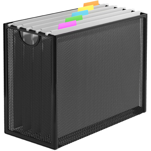 GoldOrcle Hanging File Organizer, Letter-Size File Holder Filing Box with 5 Hanging Folders, Metal Mesh Desk File Folder Storage(No Assembly Required)