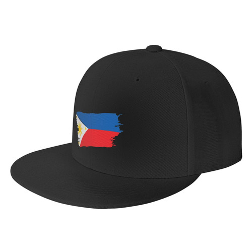 TECHPO Philippines Flag Adult Flat Bill Hats Adjustable Hip Hop Hat Unisex Fashion Trucker Hats Black
