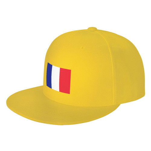TECHPO France Flag Adult Flat Bill Hats Adjustable Hip Hop Hat Unisex Fashion Trucker Hats Yellow