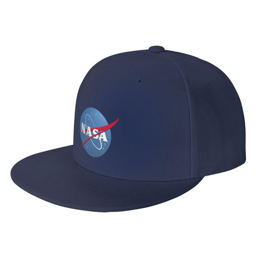 TECHPO NASA Adult Flat Bill Hats Adjustable Hip Hop Hat Unisex Fashion Trucker Hats Navy Blue