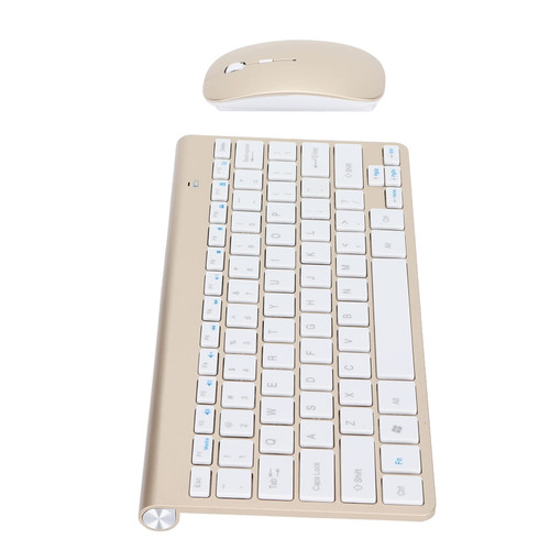 Yunseity Wireless Keyboard and Mouse Set, 2.4G Wireless Keyboard and Mouse Combo, Portable Ergonomic Keyboard Mouse Combo for Computer Desktop Laptop Tablet (Gold)
