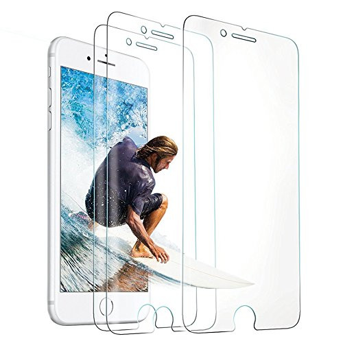 Pomufa grtt43252-10798 3 Pack Tempered Glass Screen Protector 3D Touch Clear Screen Protector Glass Film for iPhone 8 iPhone 7, Black